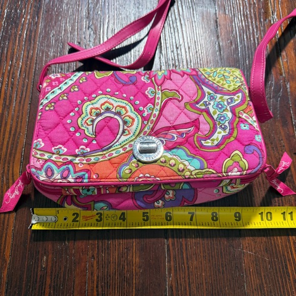 Vera Bradley Wallet Crossbody Pink Swirl Paisley Floral Turn Lock - Picture 9 of 10
